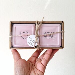 Rae Dunn Valentine’s Day Jewelry Trinket Pink Ceramic 2 piece Box Set